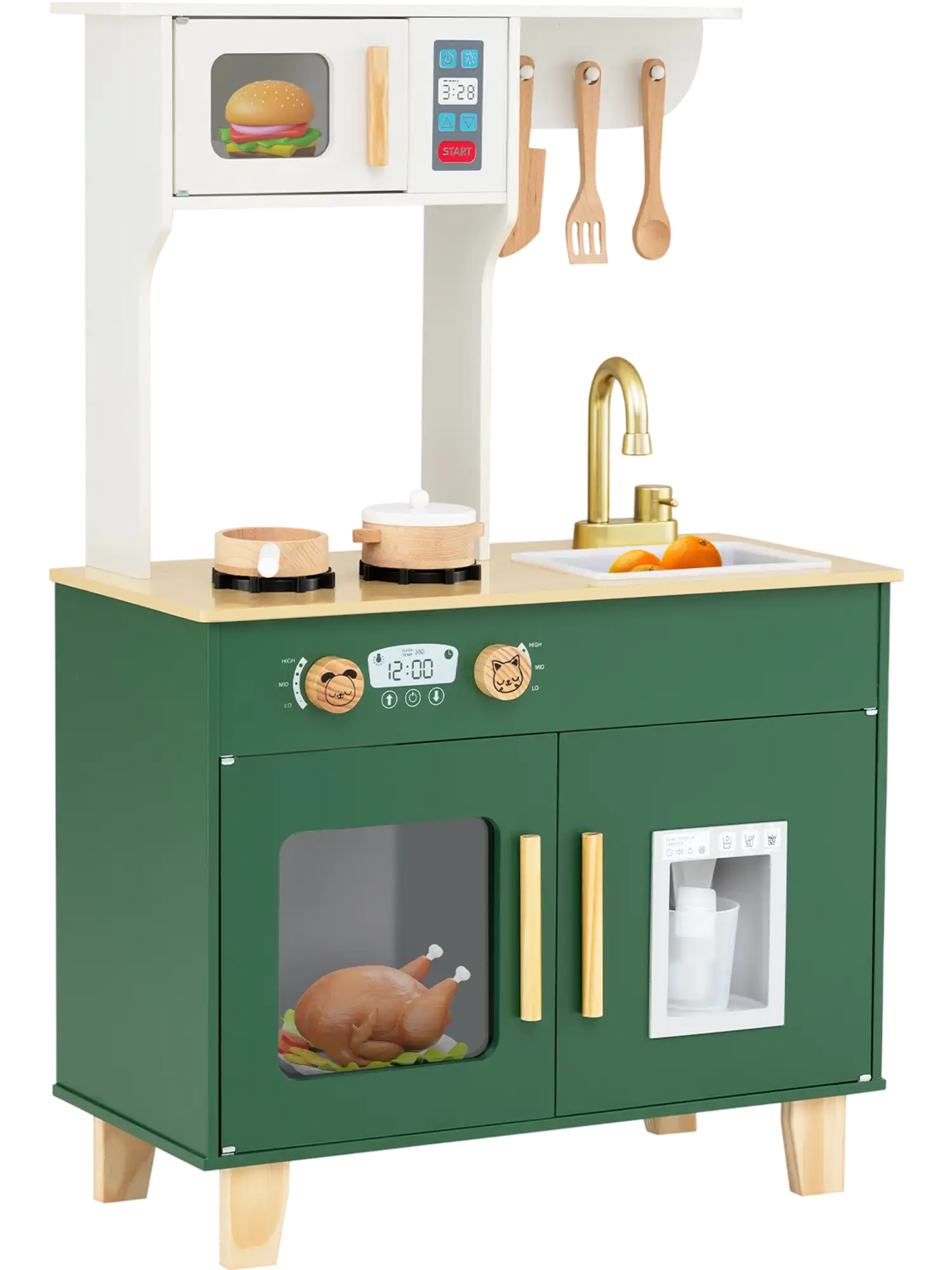 Costway Kids Play Kitchen Microwave Rotating Knobs 68727791 New