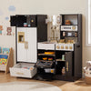Kids play kitchen with realistic lights and sounds, featuring stoves, cabinets, and accessories for imaginative play.