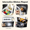 Interactive kids play kitchen set featuring a pretend sink, microwave, coffee maker, and oven for imaginative play.