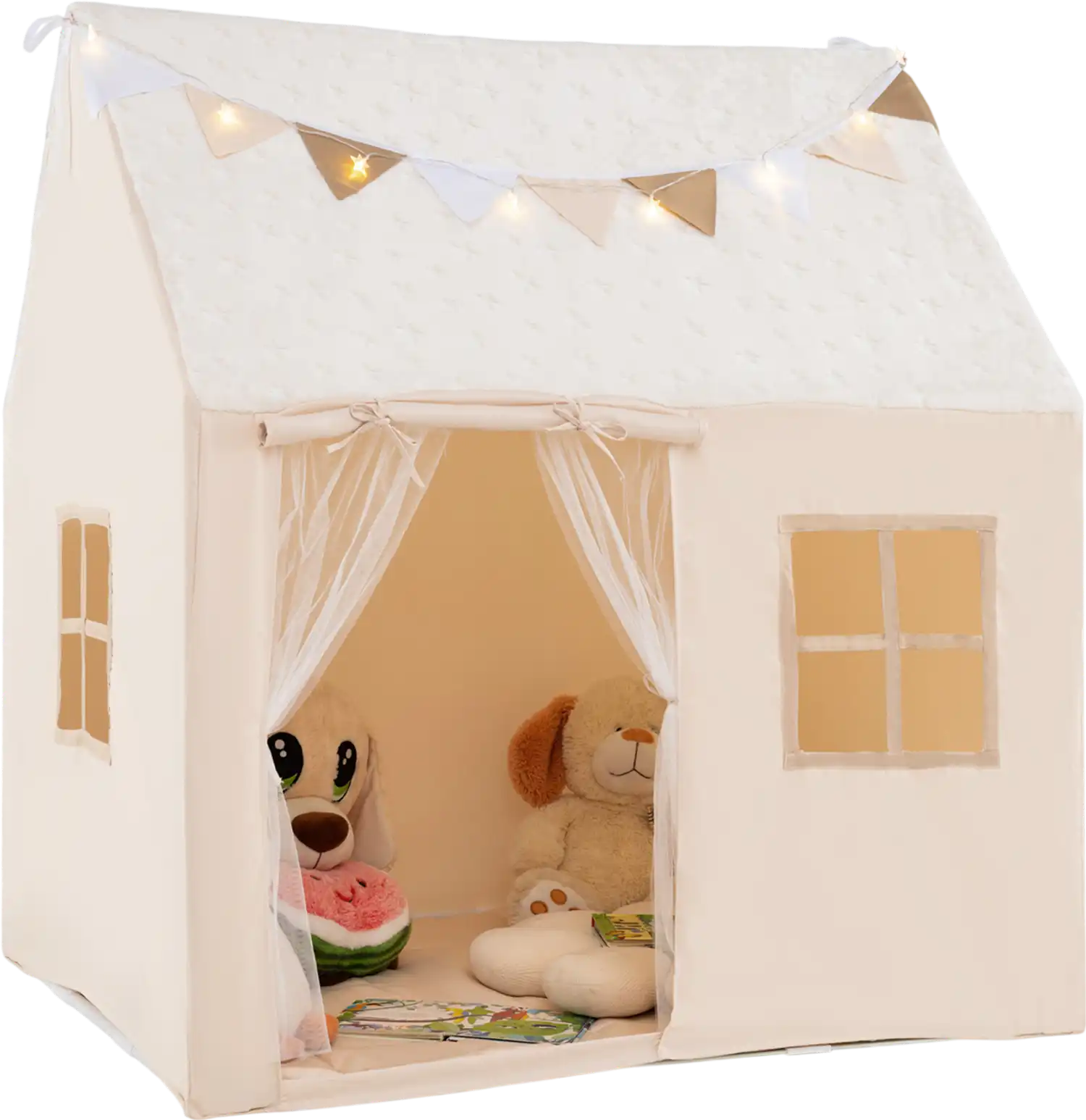 Costway Kids Large Play Tent Playhouse Glow in the Dark Stars Mat Beige 784315269 New