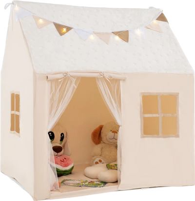 Costway Kids Large Play Tent Playhouse Glow in the Dark Stars Mat Beige 784315269 New