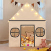 Kids Play Tent Large Playhouse with Door Curtain and Windows Star Lights-Beige - Gallery View 1 of 10