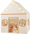 Kids play tent with door curtain and windows, featuring star lights, perfect for playrooms and reading nooks.