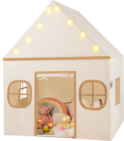 Costway Kids Play Tent Playhouse w/ Door Curtain Windows Star Lights 81586597 New