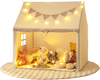 Kids play tent in beige with padded mat, accommodating up to 3 kids, ideal for playrooms or nurseries.