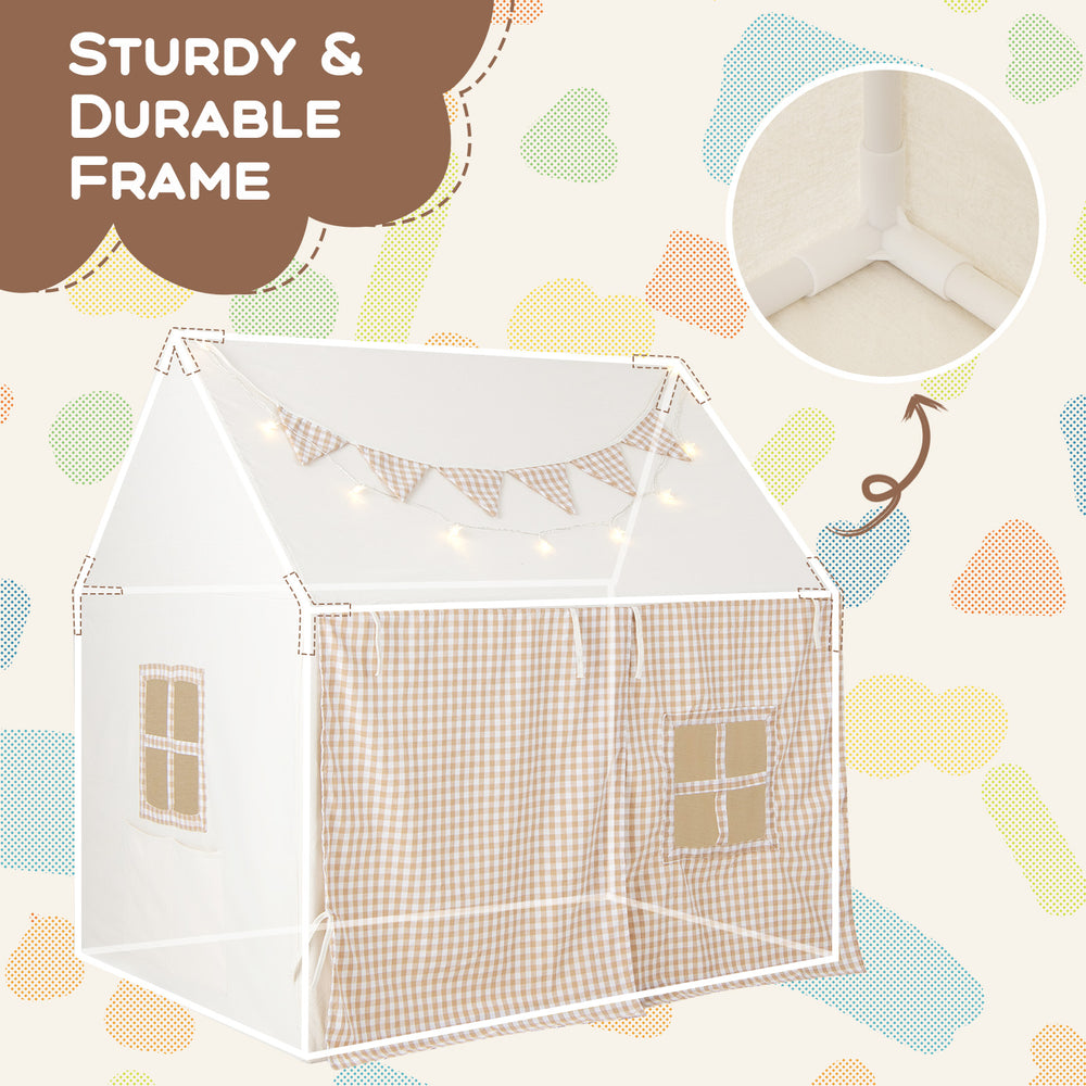 Kids play tent with padded mat, breathable windows, and sturdy frame, perfect for playrooms and bedrooms.
