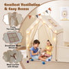 Kids play tent with breathable mesh windows and front tie-rope door, perfect for cozy playtime and independent fun.