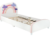 Kids Twin Size Upholstered Platform Wooden Bed with Rainbow Pattern