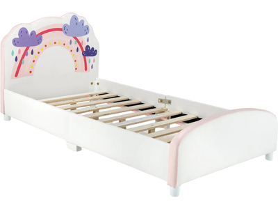 Costway Kids Twin Upholstered Platform Bed Rainbow Pattern 38916745 New