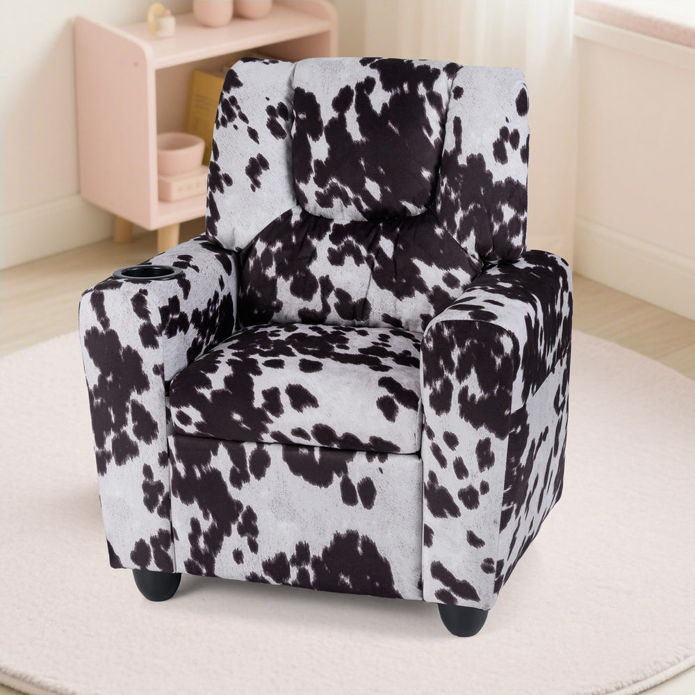 Kids Recliner Chair Push Back Toddler Reclining Armchair with Cup Holder-White - Gallery View 1 of 10
