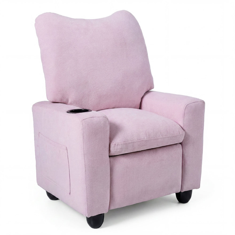 Kids Recliner Toddler Single Sofa with Adjustable Footrest and Cup Holder-Pink - Gallery View 1 of 2