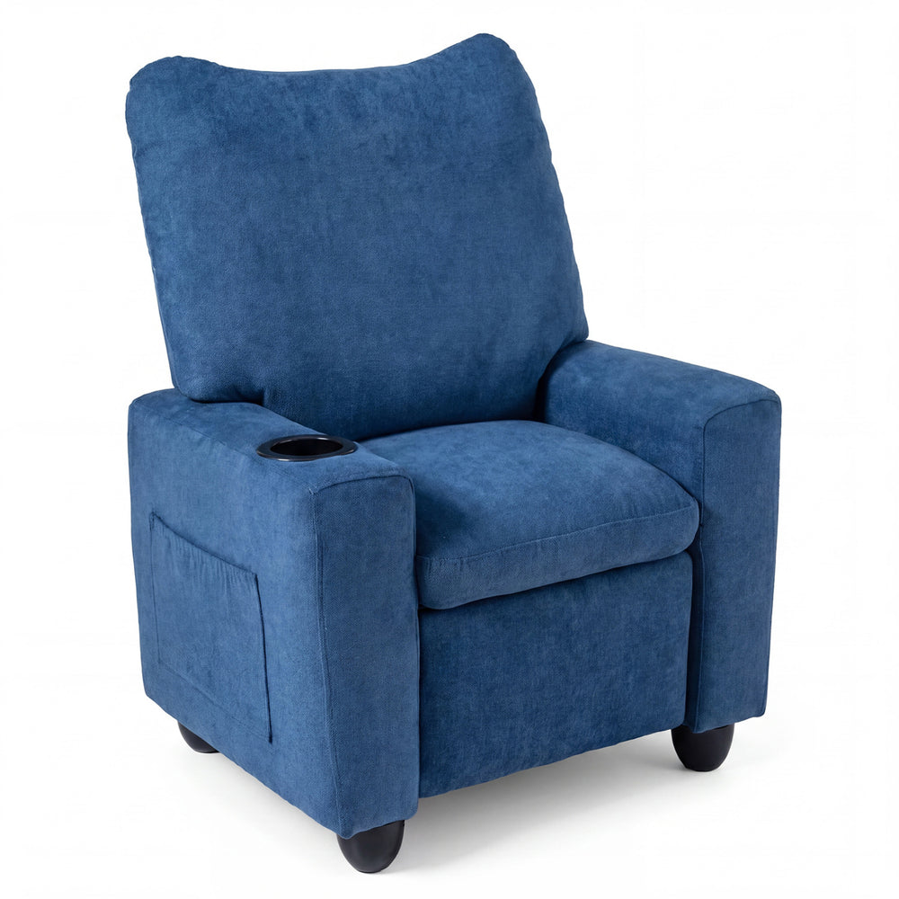 Kids Recliner Toddler Single Sofa with Adjustable Footrest and Cup Holder-Navy - Gallery View 1 of 2