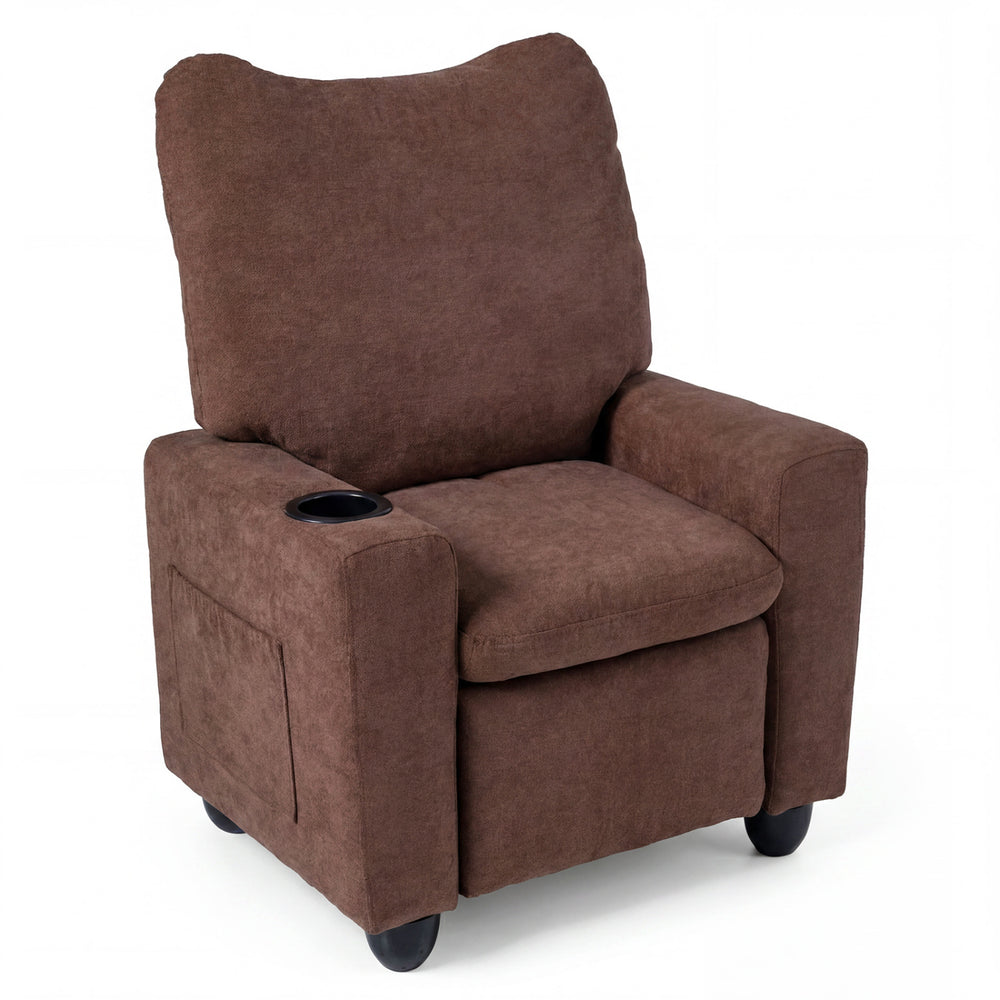 Kids Recliner Toddler Single Sofa with Adjustable Footrest and Cup Holder-Brown - Gallery View 1 of 2