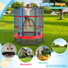 Kids recreational trampoline with enclosure net, 55-inch size, designed for safety and fun in backyard or lawn settings.