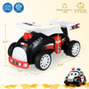 Kids ride-on car sliding toy in black and red with music, under-seat storage, and smooth-rolling wheels for ages 19-36.