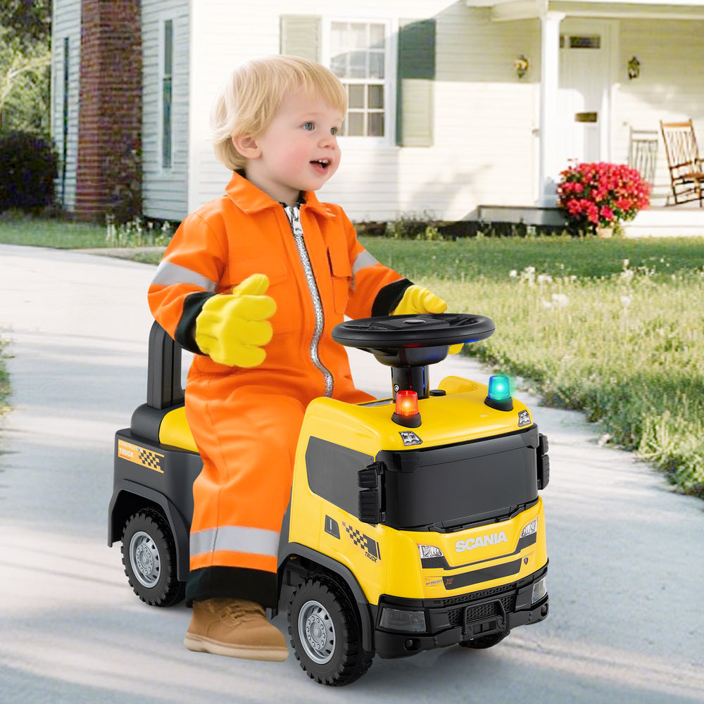 Kids Ride On Push Car Licensed SCANIA Truck Toy with Steering Wheel and Music-Yellow - Gallery View 1 of 10
