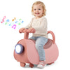 Kids ride-on push car in pink showcases a fun design with a bright headlight and backrest for added safety and comfort.
