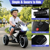 Kids ride-on motorcycle in black with LED lights, featuring anti-slip handgrips and a child-friendly pedal for safe fun.