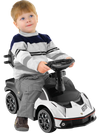 3-in-1 licensed Lamborghini ride-on push car in white with storage compartment, suitable for kids aged 1-3 years.