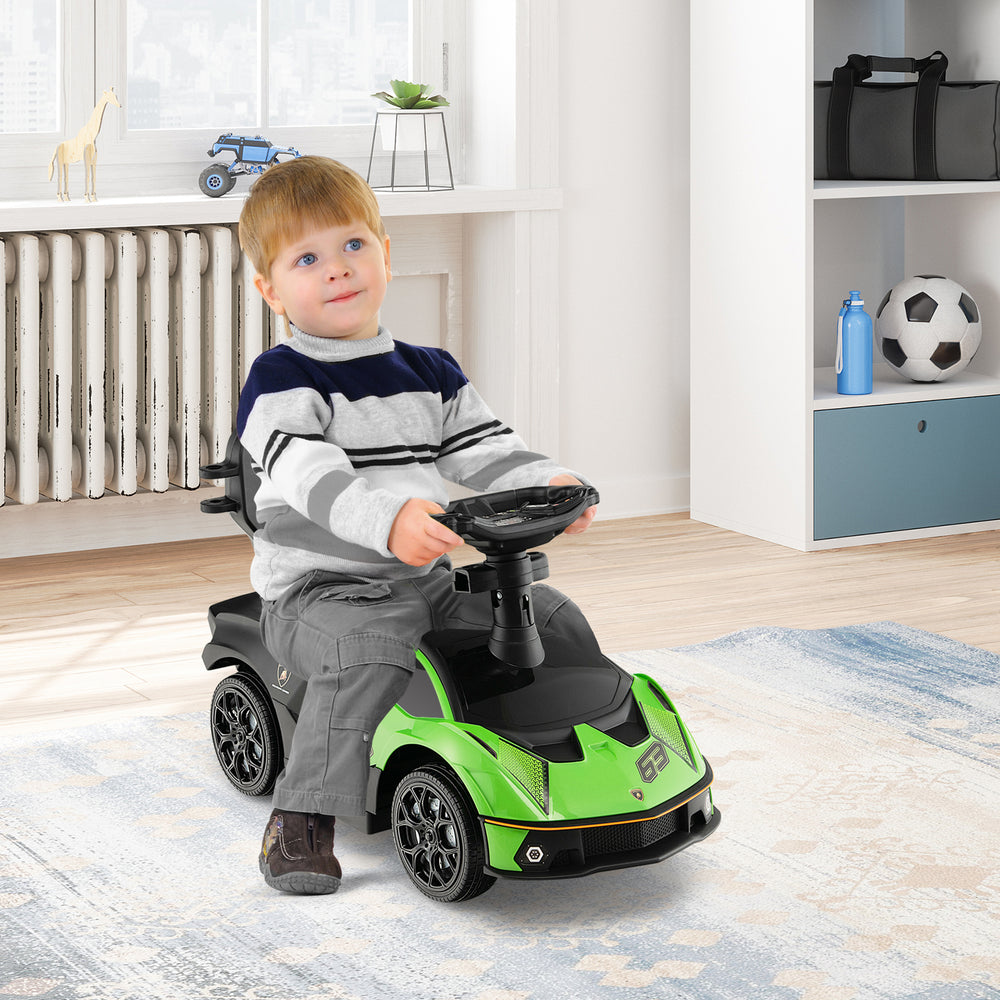 3-in-1 Licensed Lamborghini Ride on Push Car with Handle Guardrail-Green - Gallery View 1 of 10