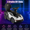 3-in-1 licensed Lamborghini ride-on push car in white, designed for kids 12-36 months with safety features and storage.