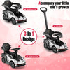 3-in-1 Lamborghini ride-on push car in white, convertible to stroller and walking car, with durable frame and storage.
