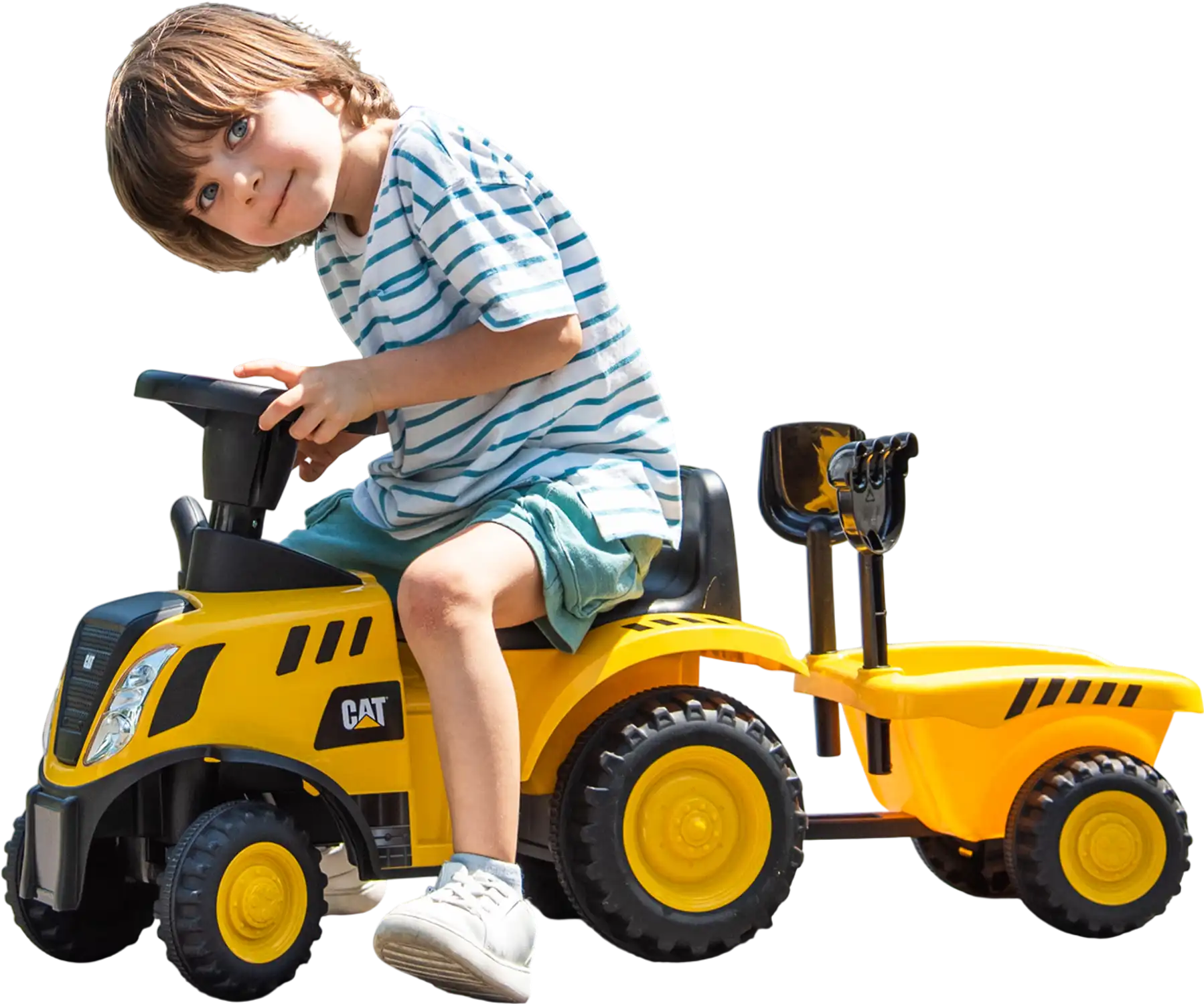 Costway Licensed Caterpillar Kids Ride-On Tractor w/ Detachable Trailer Yellow 15673428 New
