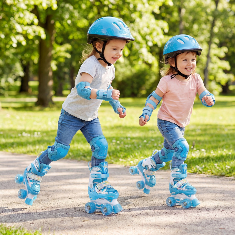Kids Roller Skates 4 Sizes Adjustable with Light-up Wheels for Toddler Aged 3-4 (XS)-Blue - Gallery View 1 of 9