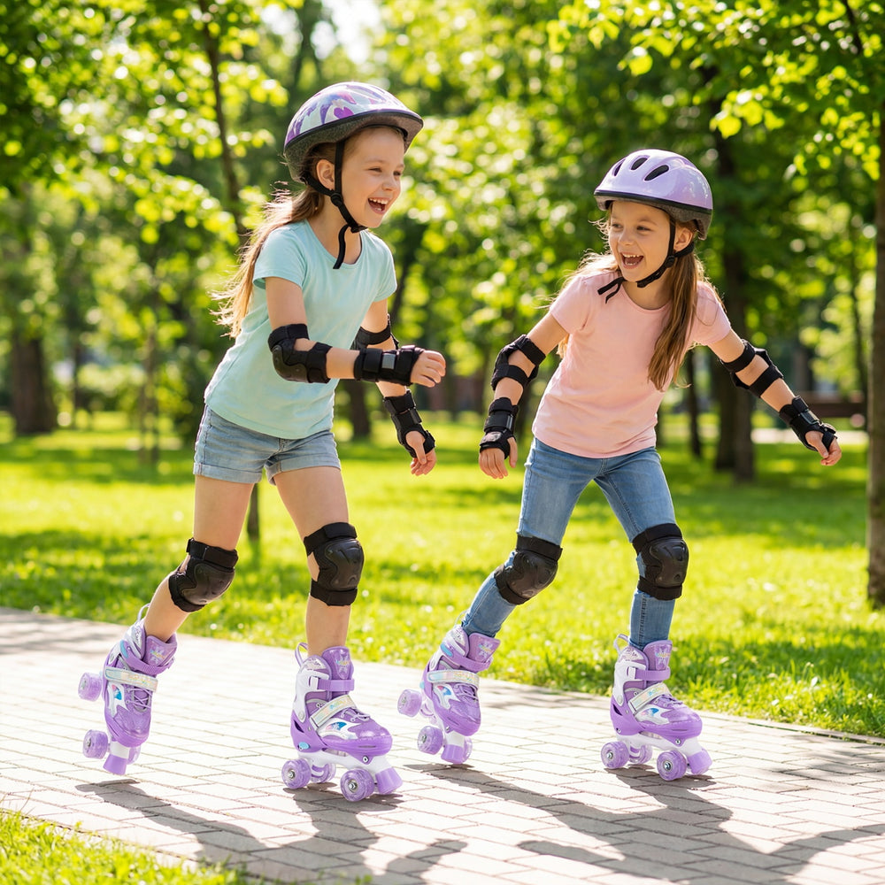Kids Roller Skates for Girls Boys with Light-up Wheels and Safety Protection-Purple - Gallery View 1 of 9