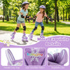 Kids roller skates in purple with light-up wheels, adjustable sizes, and breathable liner for comfort and safety.