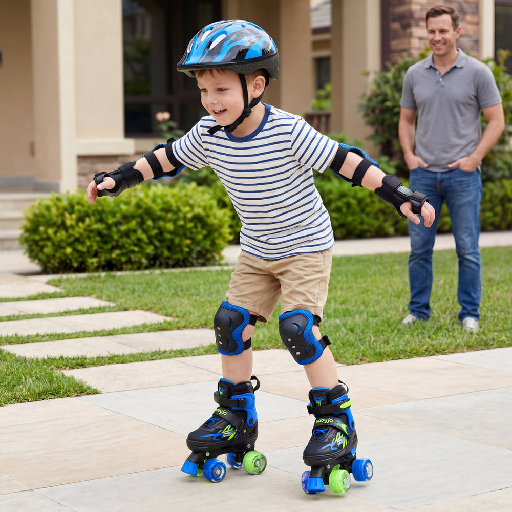 Kids Roller Skates for Girls Boys 4 Sizes Adjustable Quad Skates with Light-up Wheels-Navy - Gallery View 1 of 10