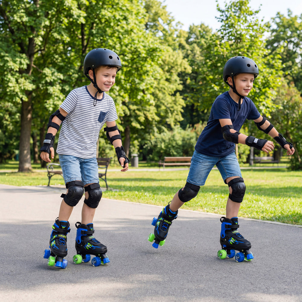 Kids Roller Skates for Girls Boys 4 Sizes Adjustable Quad Skates with Light-up Wheels for Outdoor-Navy - Gallery View 1 of 10