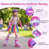 Kids roller skates in pink with light-up wheels, featuring reinforced buckles and a secure fit for safe skating.