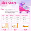 Kids roller skates in pink with adjustable sizing, light-up wheels, and a butterfly design for ages 7-9.