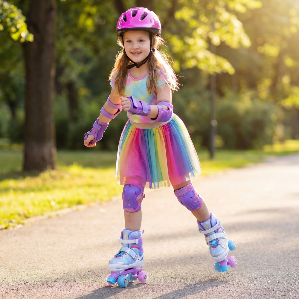 Kids Roller Skates for Toddlers Ages 7-9 with 4 Light up Wheels-Blue - Gallery View 1 of 10
