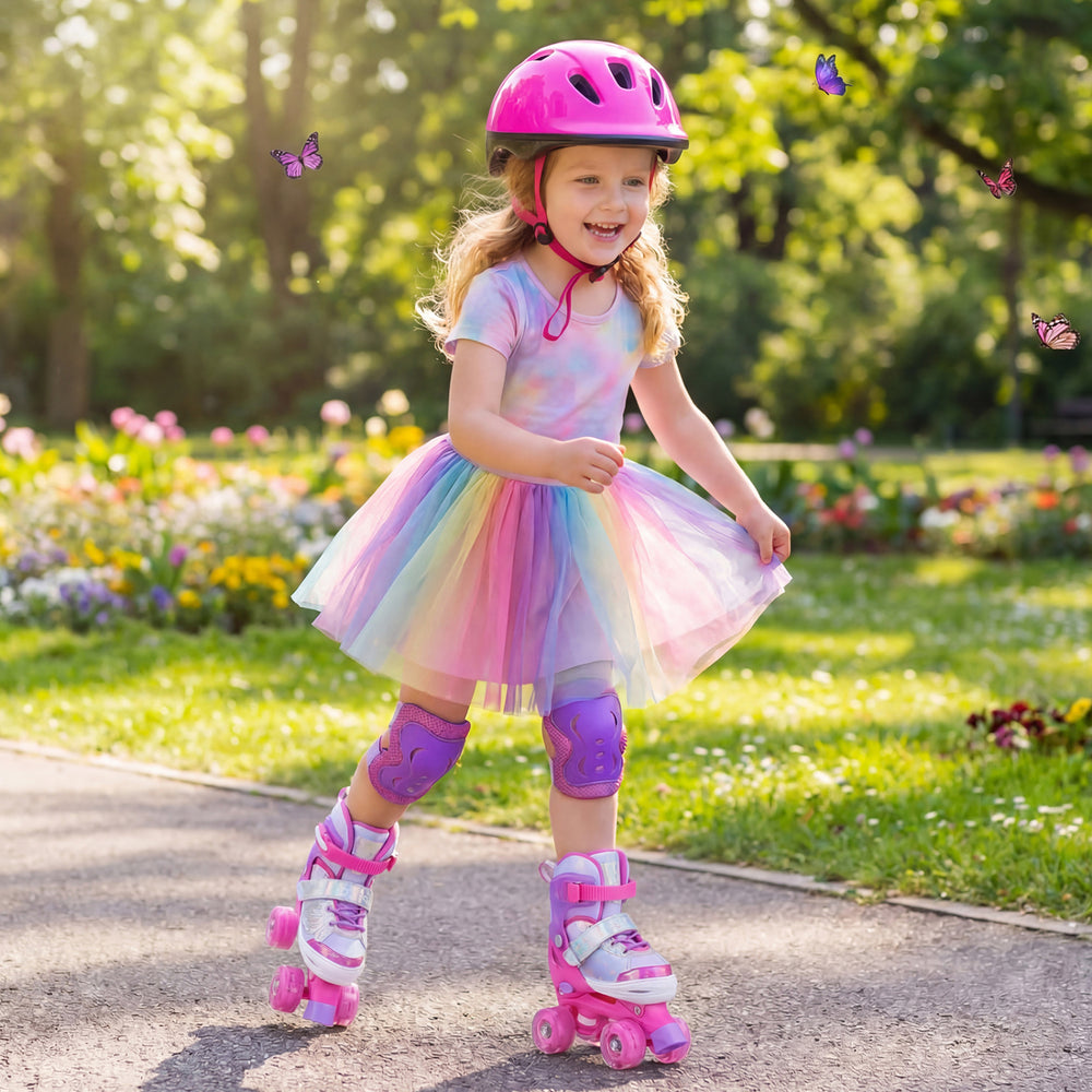 Kids Roller Skates for Toddlers Ages 5-7 with 4 Light-up Wheels-Pink - Gallery View 1 of 10