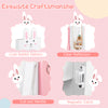 Kids room vanity table set featuring a clear mirror, cute rabbit design, and ergonomic chair for safe, stylish use.