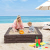 2-In-1 HDPE Kids Sandbox with Cover and Bottom Liner-Brown - Gallery View 1 of 10