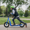 Kids scooter with adjustable handlebar, 12-inch inflatable wheels, and non-slip deck for outdoor adventures.