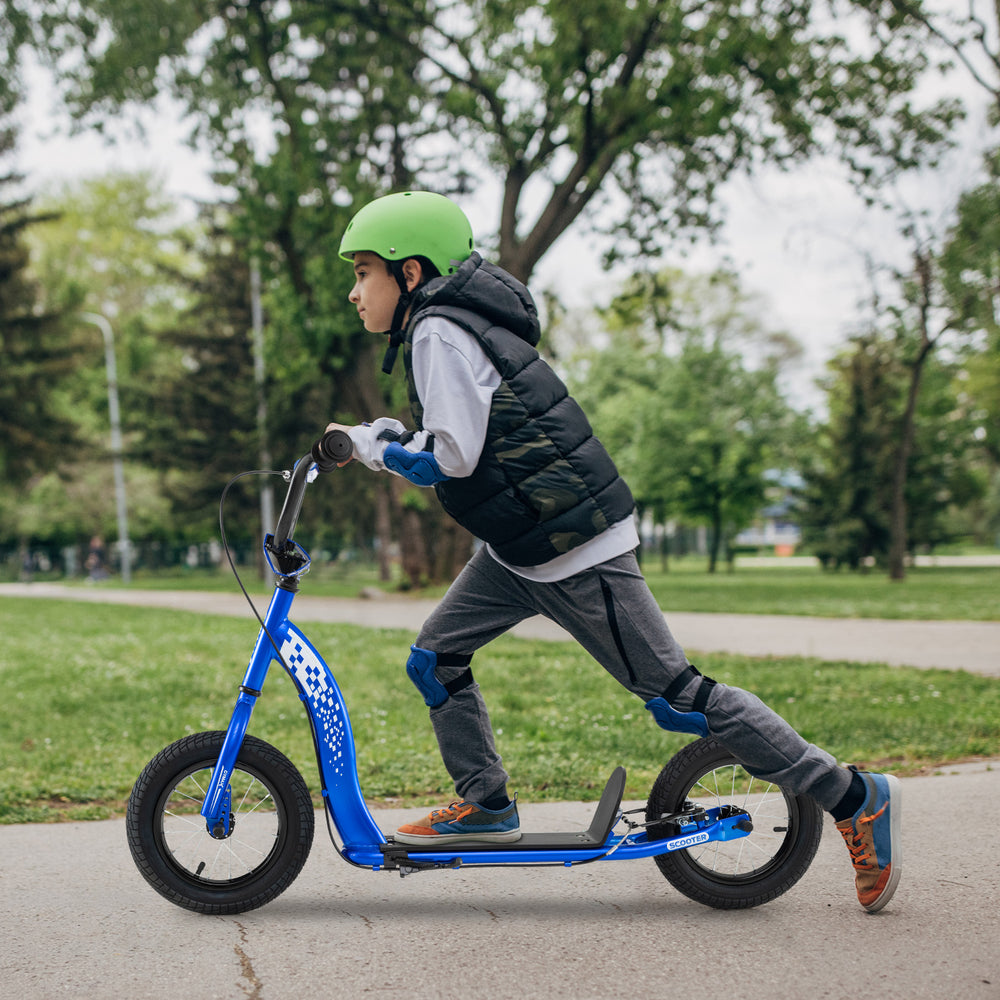 Kids Scooter Youth Kick Scooter with Adjustable Height Handlebar 12-Inch Inflatable Wheels-Navy - Gallery View 1 of 10