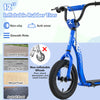 Kids scooter with 12-inch inflatable rubber wheels, adjustable handlebar, and non-slip deck for stable riding.
