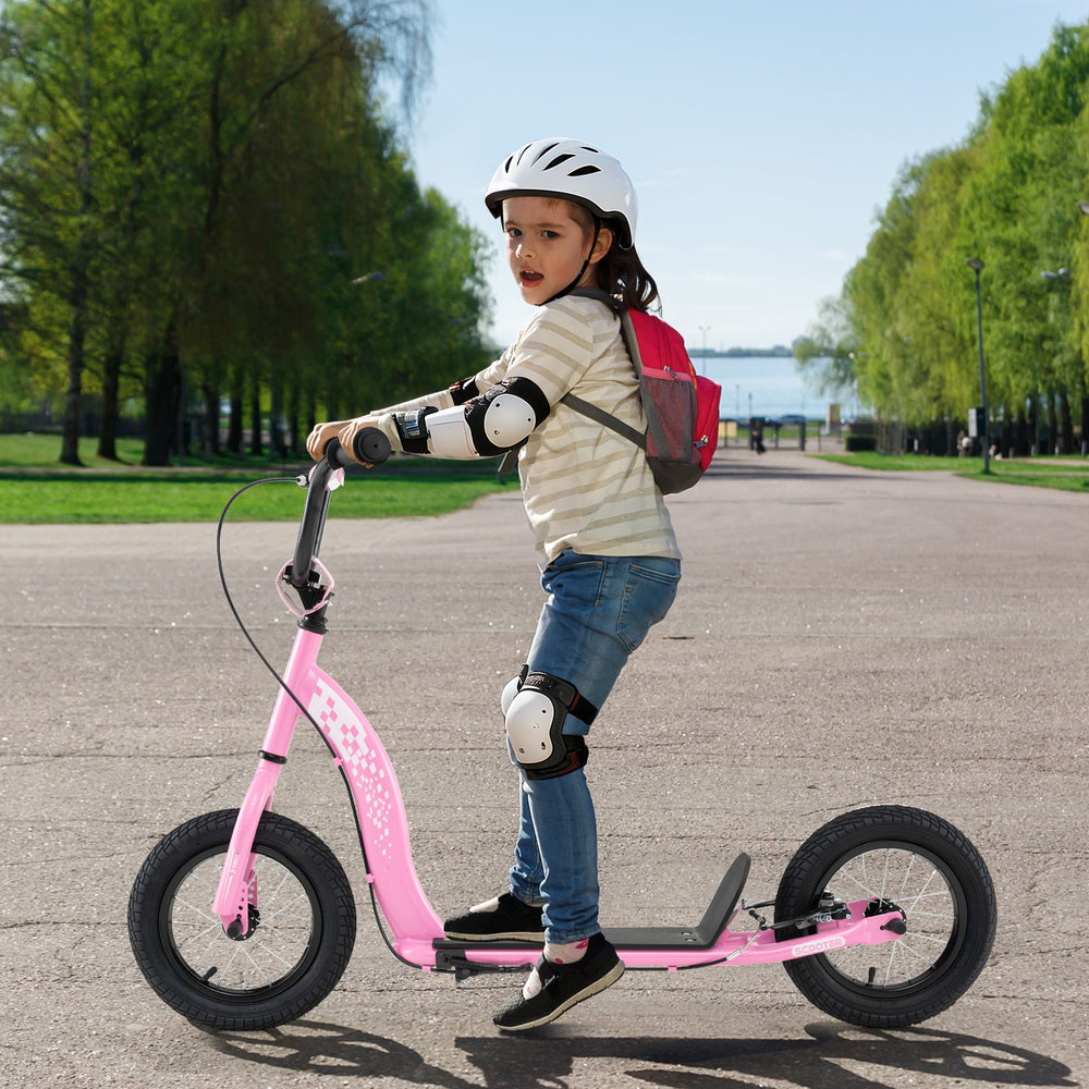 Kids Scooter Youth Kick Scooter with Adjustable Height Handlebar 12-Inch Inflatable Wheels-Pink - Gallery View 1 of 10