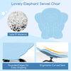 Kids sensory swivel chair in blue with ergonomic curved seat, non-slip base, and rounded edges for safety and comfort.