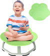 Kids sensory swivel chair in green with ergonomic design, non-slip base, and 360° rotation for fun and stability.