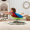 Kids sensory swivel chair in green with a non-slip metal base, promoting balance and coordination for playful.