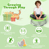 Kids sensory swivel chair in green with non-slip metal base, promoting coordination and balance during play.