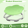 Green kids sensory swivel chair with non-slip metal base, promoting balance and coordination for ages 3 and up.