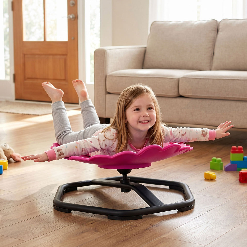Kids Sensory Swivel Chair with Sunflower Shape 360° Spinning Chair for Toddlers-Pink - Gallery View 1 of 10