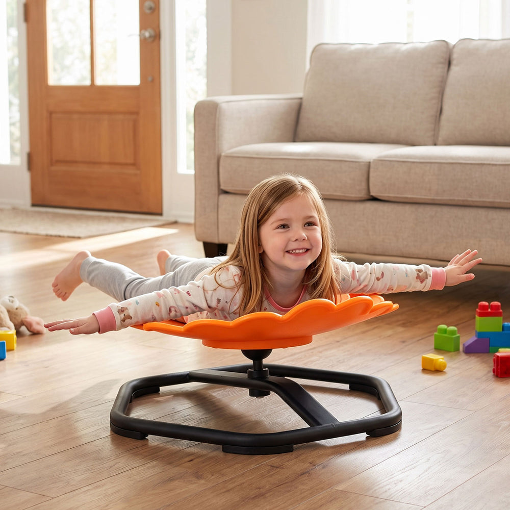 Kids Sensory Swivel Chair with Sunflower Shape 360° Spinning Chair for Toddlers-Orange - Gallery View 1 of 10