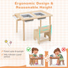 Kids sensory table set with adjustable height, two storage bins, and solid wood legs for versatile play and organization.